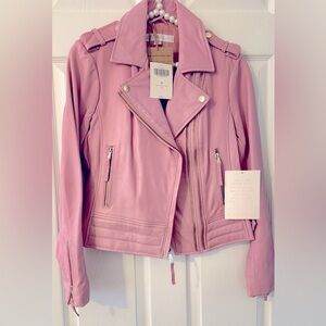 NEW. Stunning Pink Leather Jacket by Boston Proper